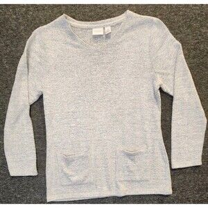 Weekends By Chicos Small Size 0 Top Tunic Light Gray Measurements in Description